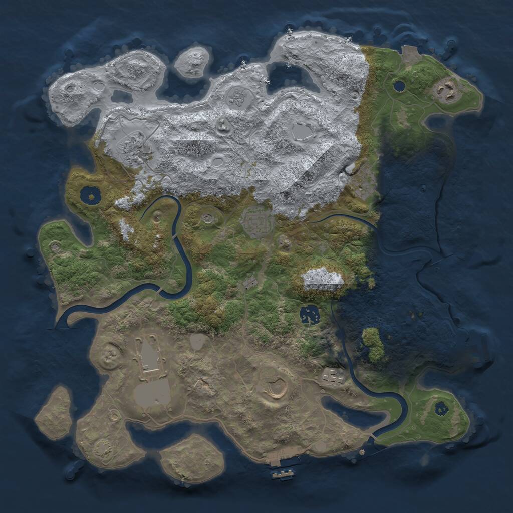 Rust Map: Procedural Map, Size: 3750, Seed: 1221318833, 14 Monuments