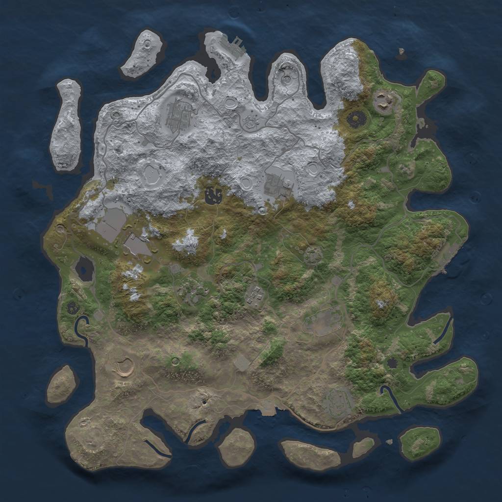 Rust Map: Procedural Map, Size: 4000, Seed: 1304383820, 18 Monuments
