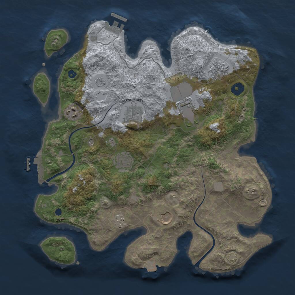 Rust Map: Procedural Map, Size: 3500, Seed: 1405825898, 13 Monuments