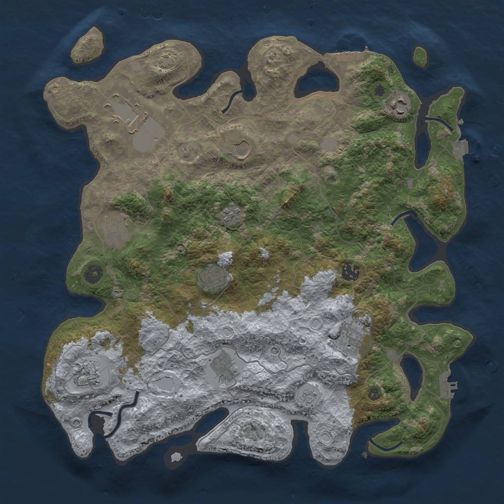 Rust Map: Procedural Map, Size: 4000, Seed: 633789990, 18 Monuments