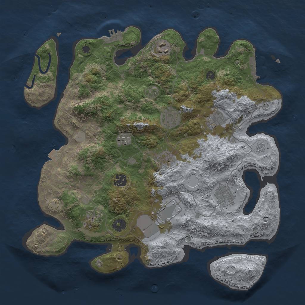 Rust Map: Procedural Map, Size: 3500, Seed: 1432704460, 17 Monuments