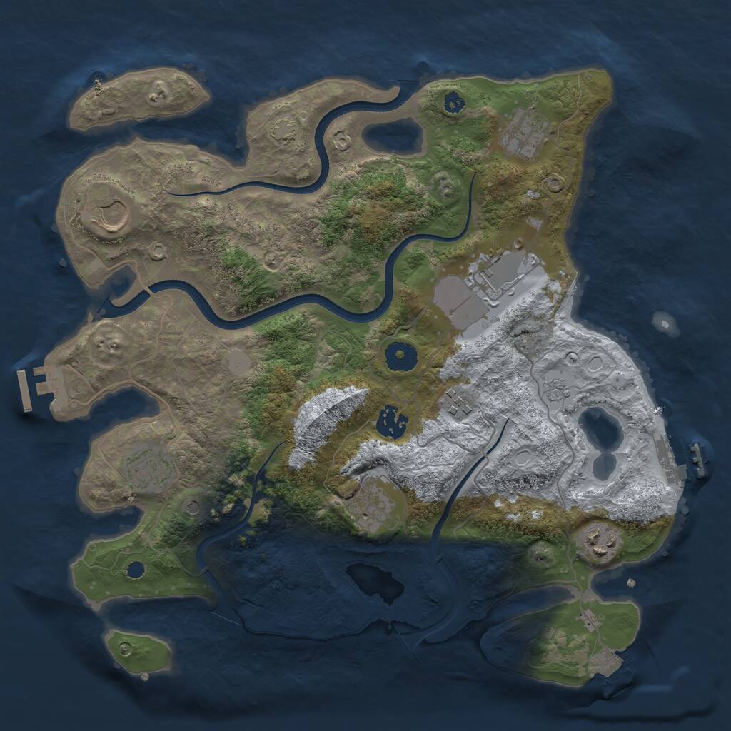 Rust Map: Procedural Map, Size: 3500, Seed: 369666052, 14 Monuments