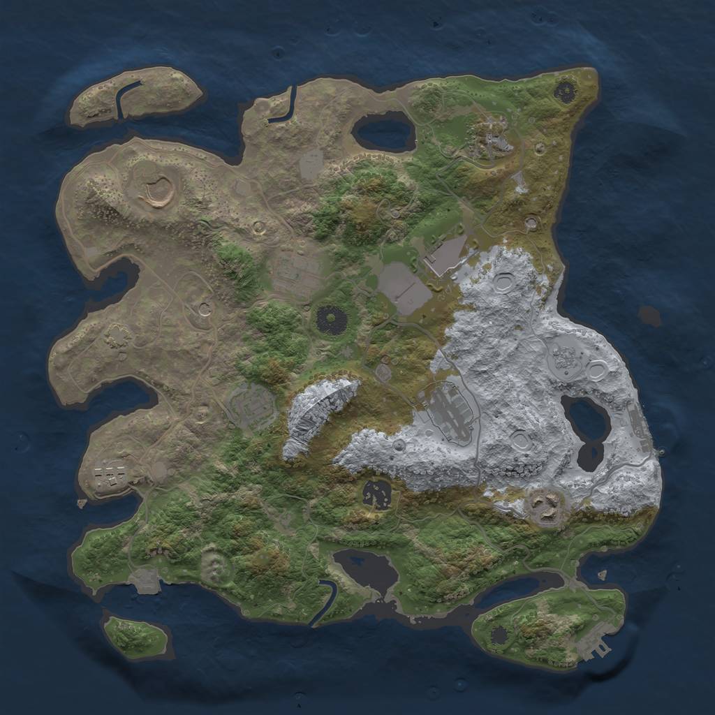 Rust Map: Procedural Map, Size: 3500, Seed: 369666052, 17 Monuments