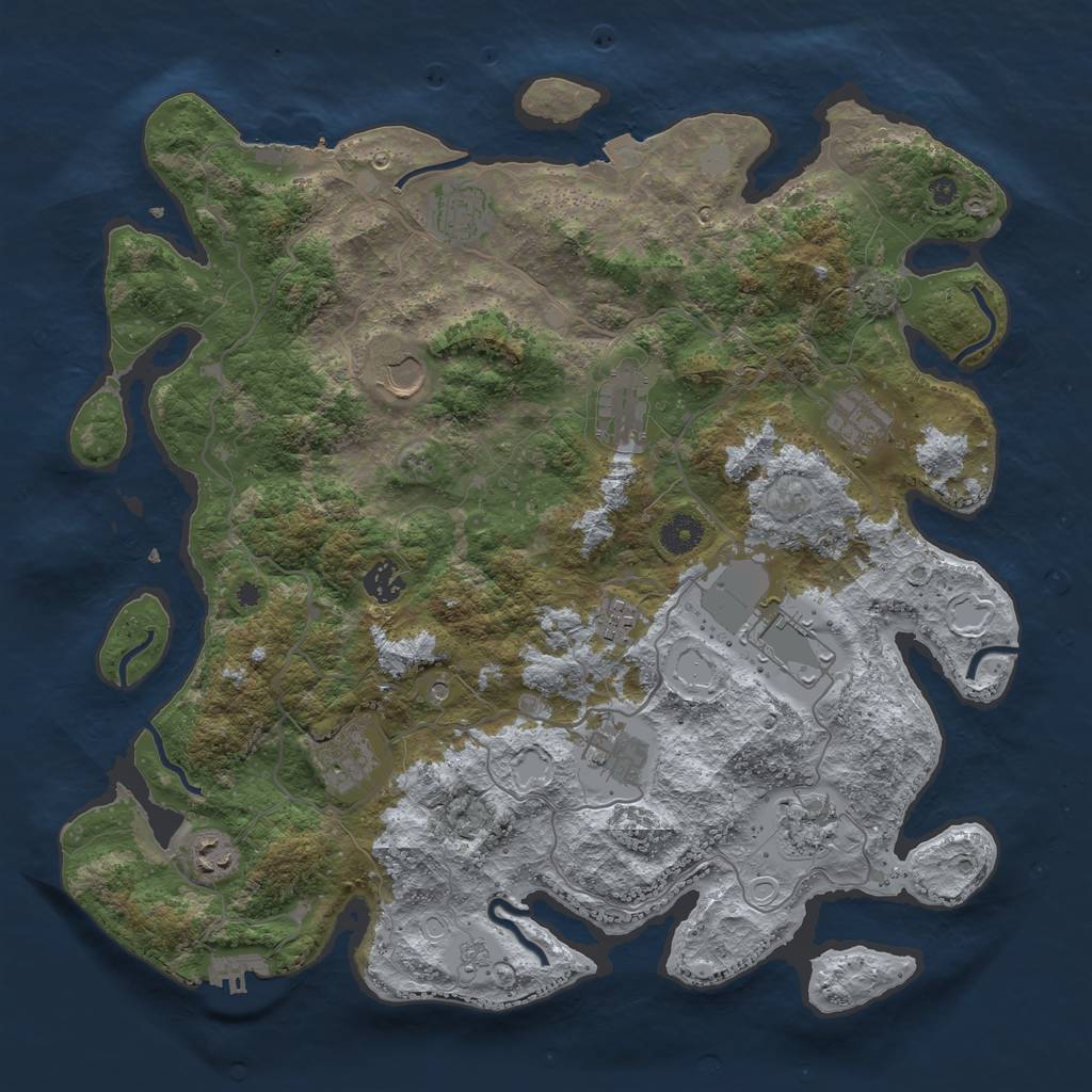 Rust Map: Procedural Map, Size: 4000, Seed: 1579193959, 19 Monuments