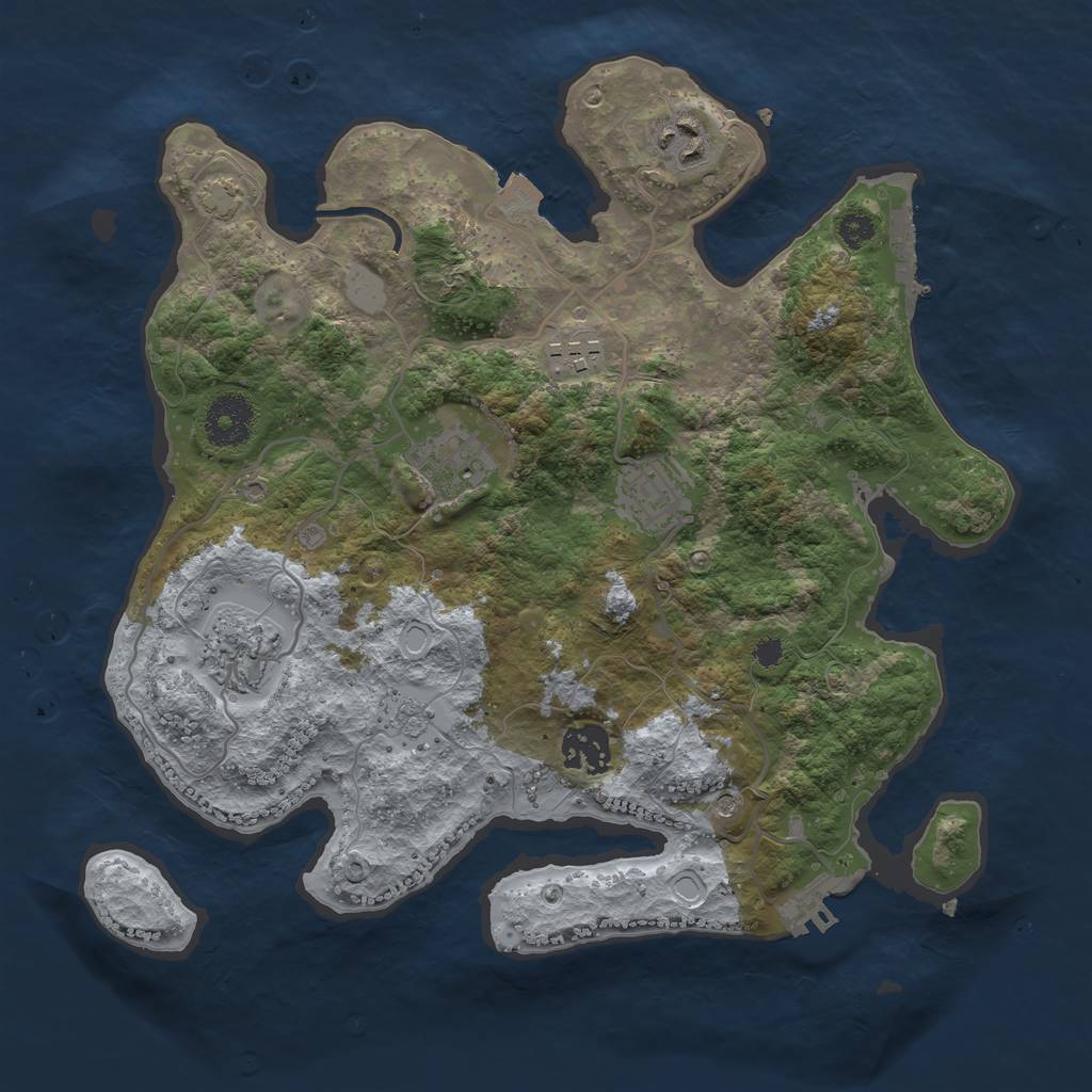 Rust Map: Procedural Map, Size: 3200, Seed: 1464350343, 14 Monuments