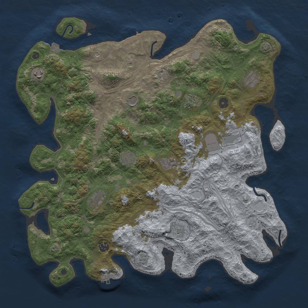 Rust Map: Procedural Map, Size: 4500, Seed: 2007894560, 19 Monuments