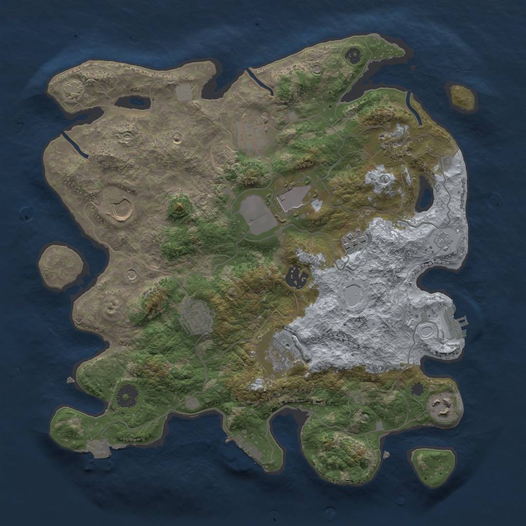Rust Map: Procedural Map, Size: 3500, Seed: 60525761, 17 Monuments