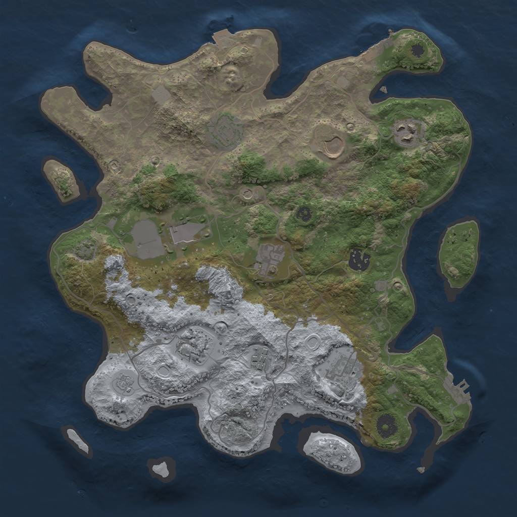 Rust Map: Procedural Map, Size: 3500, Seed: 1394848339, 17 Monuments
