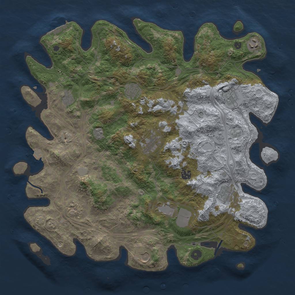 Rust Map: Procedural Map, Size: 4250, Seed: 287668117, 18 Monuments