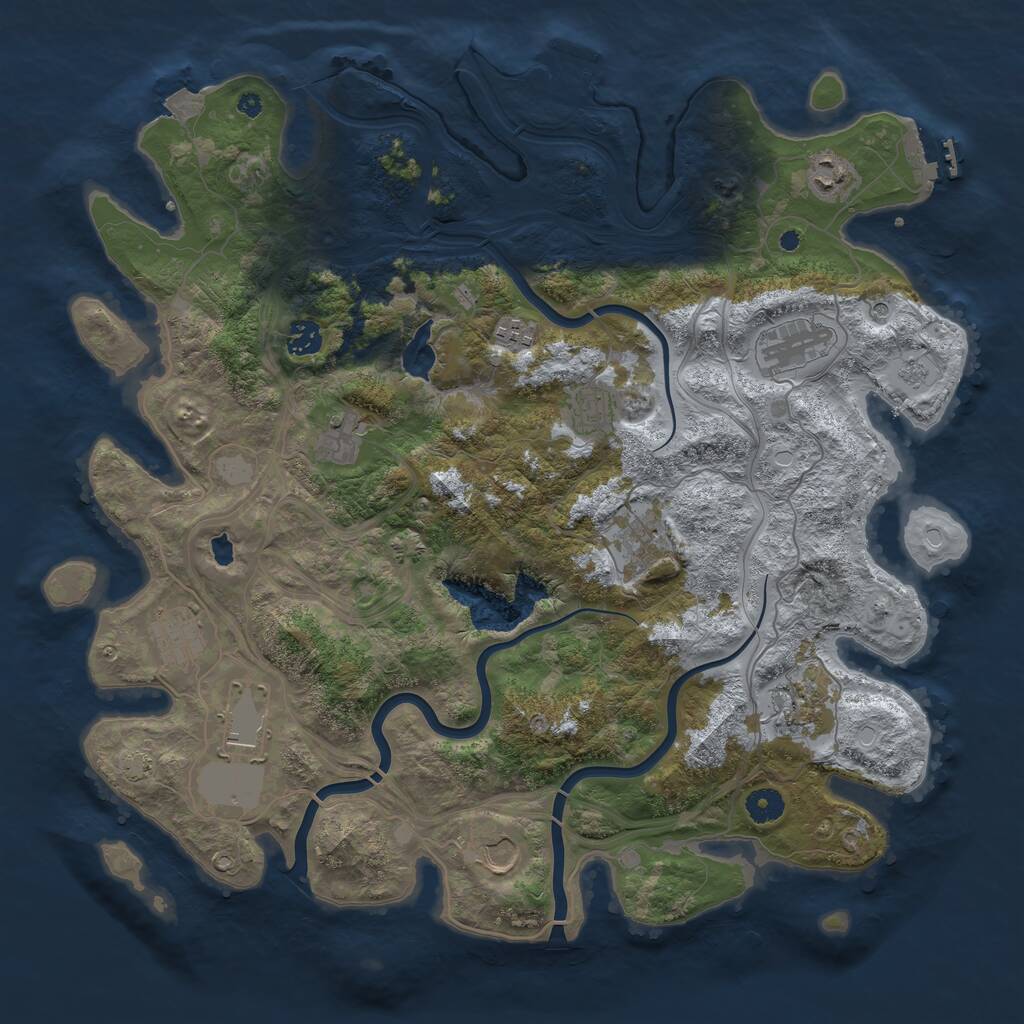 Rust Map: Procedural Map, Size: 4250, Seed: 287668117, 17 Monuments