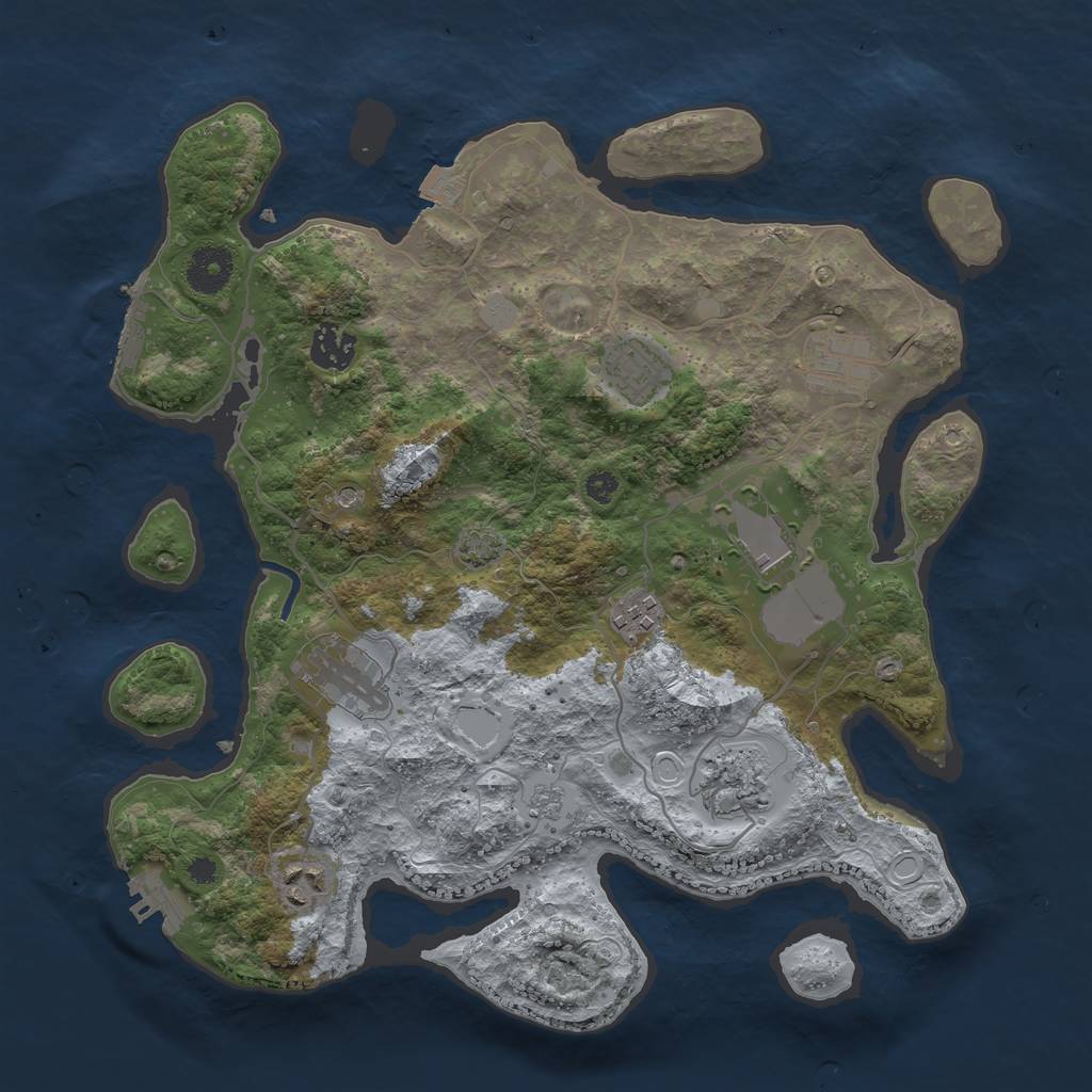 Rust Map: Procedural Map, Size: 3500, Seed: 1812434754, 16 Monuments