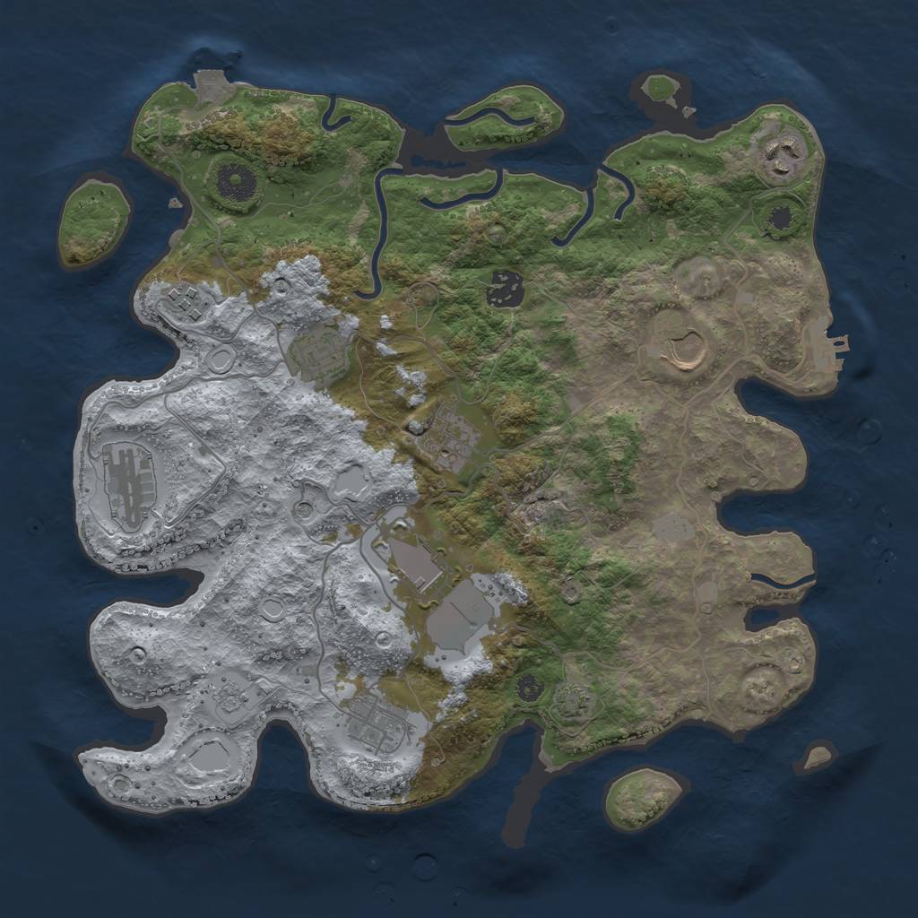 Rust Map: Procedural Map, Size: 3500, Seed: 575514824, 16 Monuments