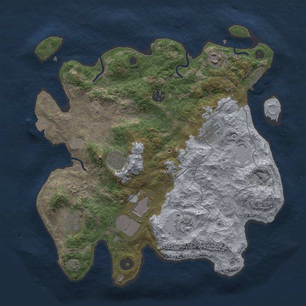 Rust Map: Procedural Map, Size: 3500, Seed: 217768496, 14 Monuments