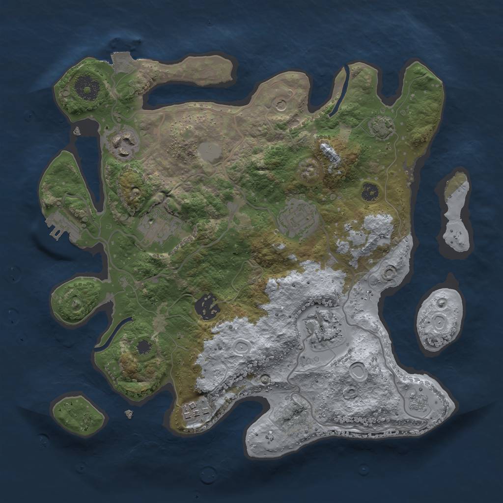 Rust Map: Procedural Map, Size: 3000, Seed: 344, 13 Monuments