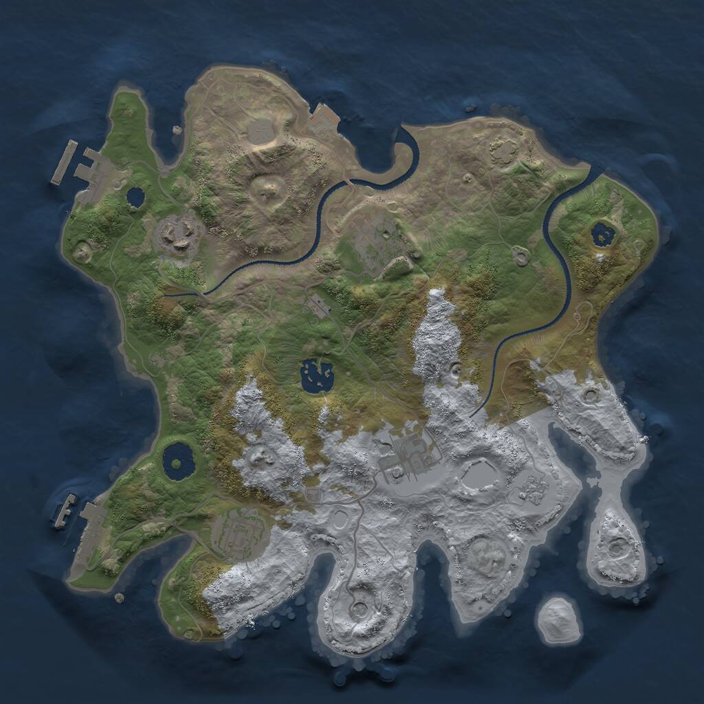 Rust Map: Procedural Map, Size: 3000, Seed: 911424145, 11 Monuments