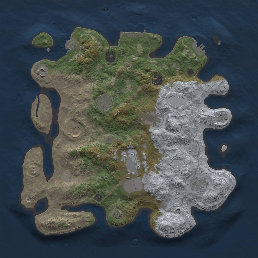 Rust Map: Procedural Map, Size: 3500, Seed: 1235132, 16 Monuments