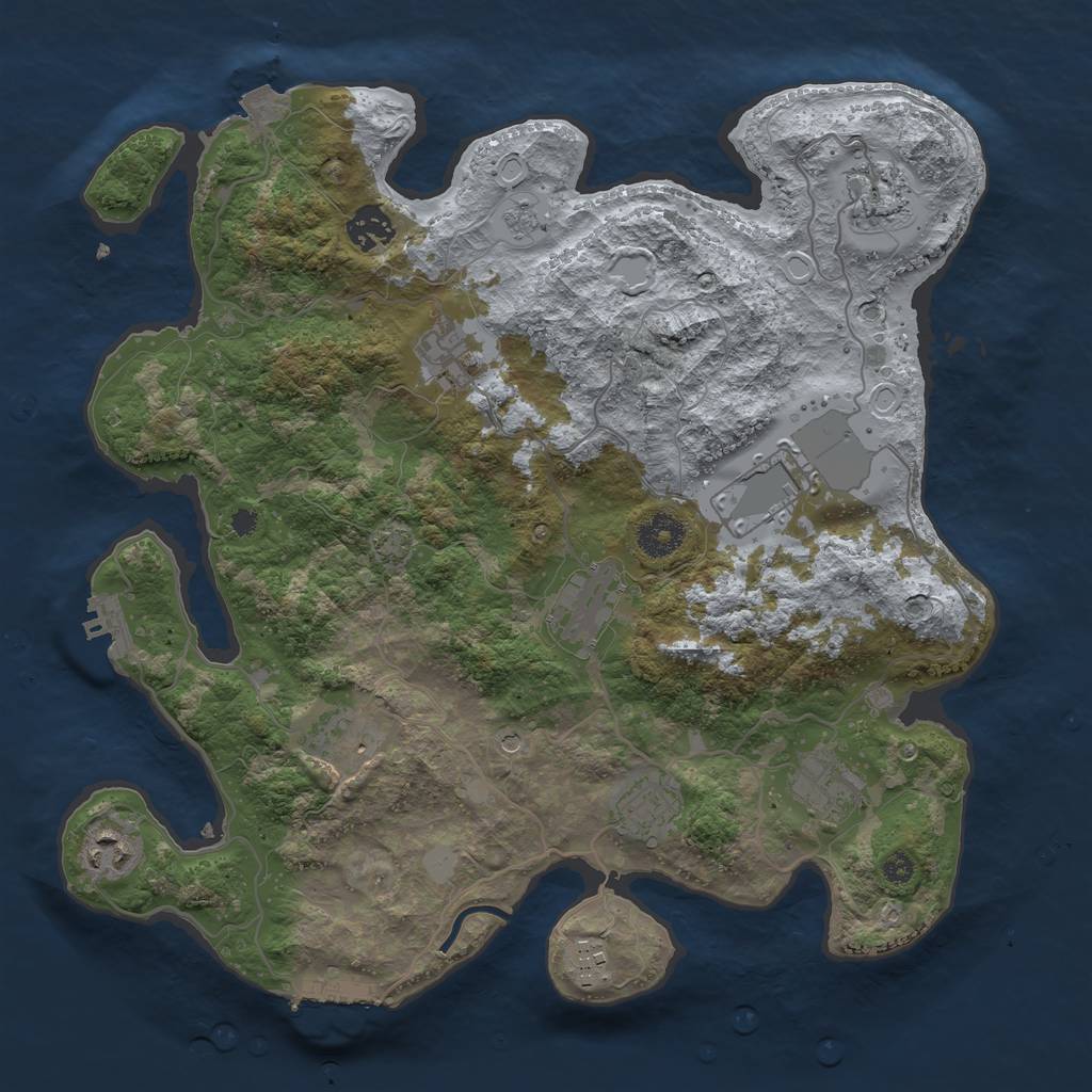 Rust Map: Procedural Map, Size: 3600, Seed: 137871025, 18 Monuments