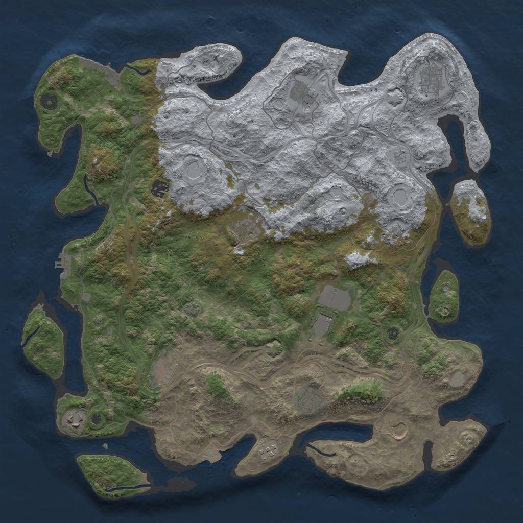 Rust Map: Procedural Map, Size: 4500, Seed: 455493924, 19 Monuments