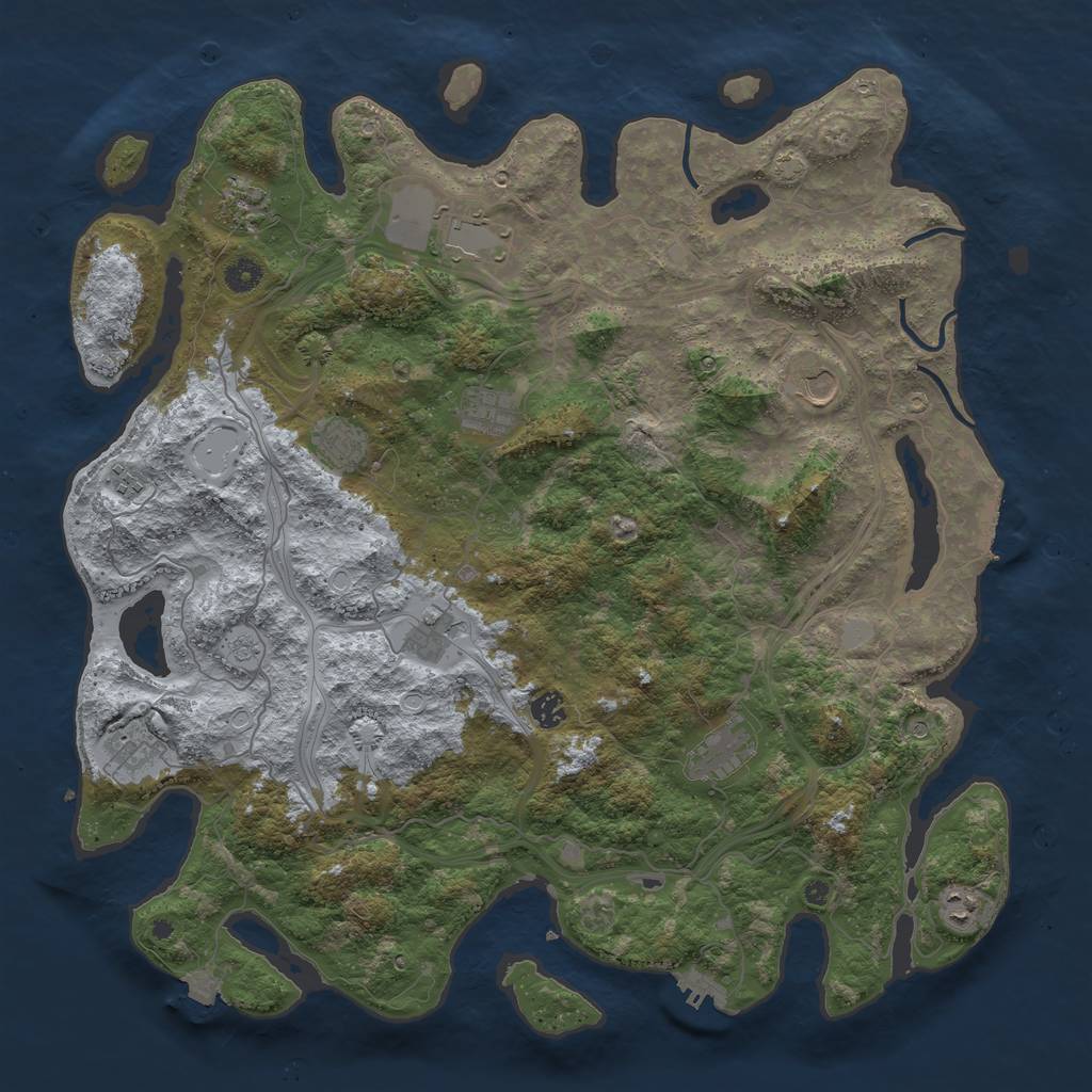 Rust Map: Procedural Map, Size: 4600, Seed: 601020304, 19 Monuments