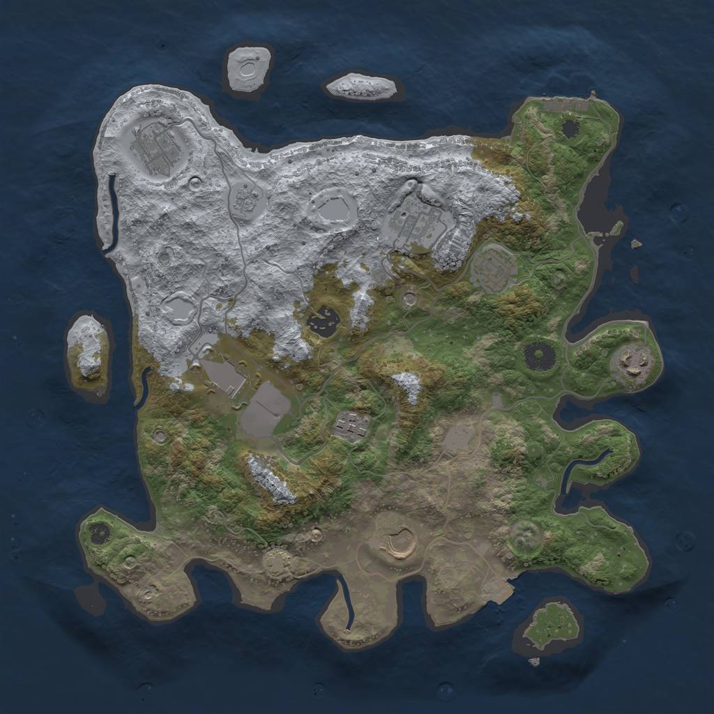 Rust Map: Procedural Map, Size: 3500, Seed: 222555, 15 Monuments