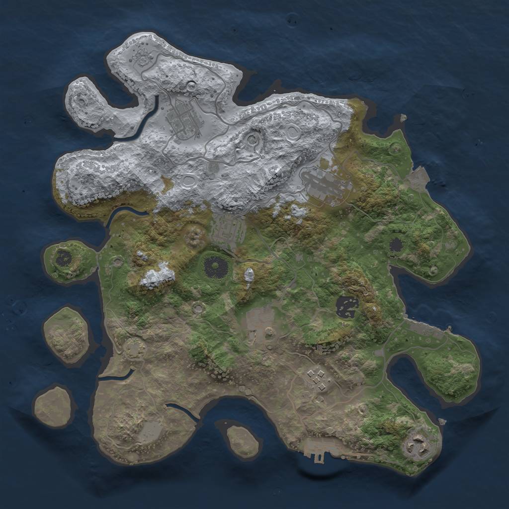 Rust Map: Procedural Map, Size: 3250, Seed: 847752477, 15 Monuments