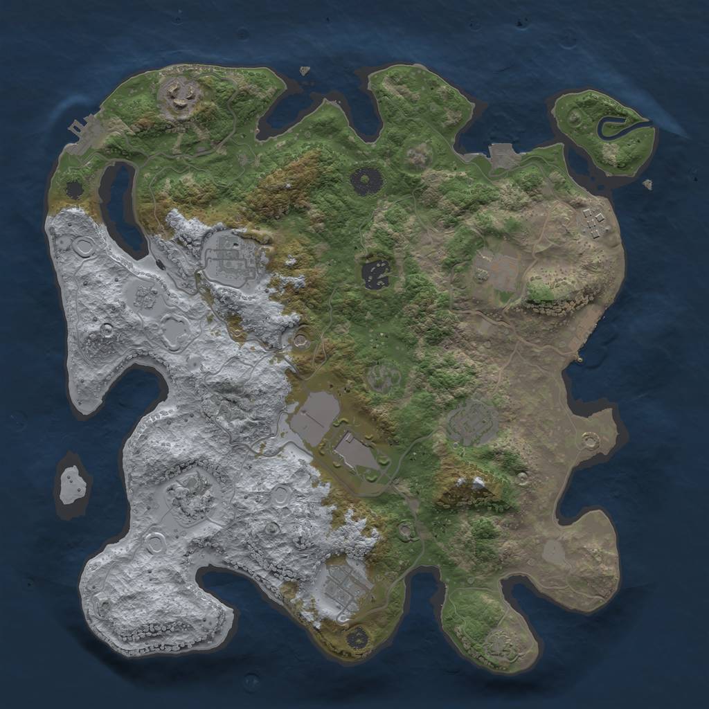 Rust Map: Procedural Map, Size: 3500, Seed: 8254442, 17 Monuments