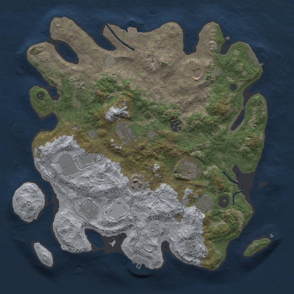 Rust Map: Procedural Map, Size: 3700, Seed: 86007582, 18 Monuments