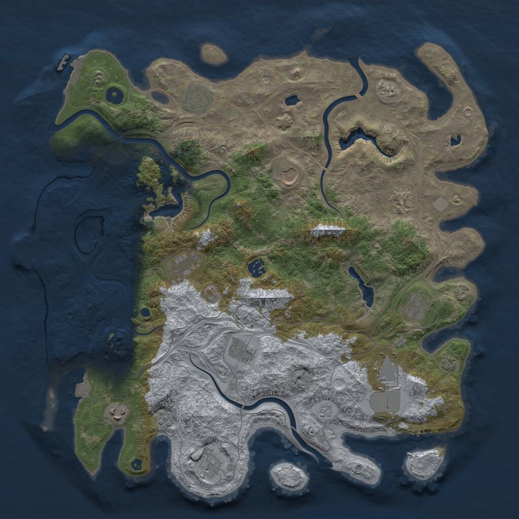 Rust Map: Procedural Map, Size: 4500, Seed: 523563561, 17 Monuments