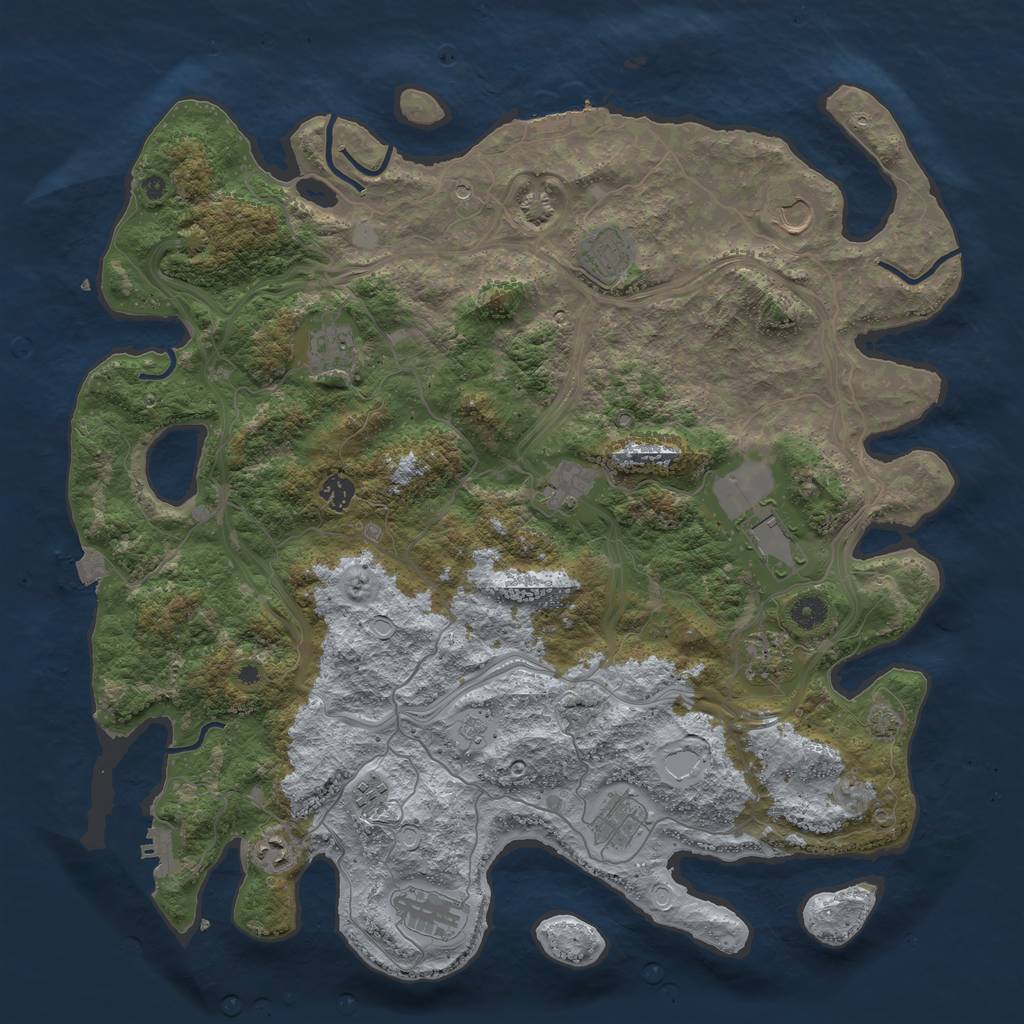 Rust Map: Procedural Map, Size: 4500, Seed: 523563561, 19 Monuments