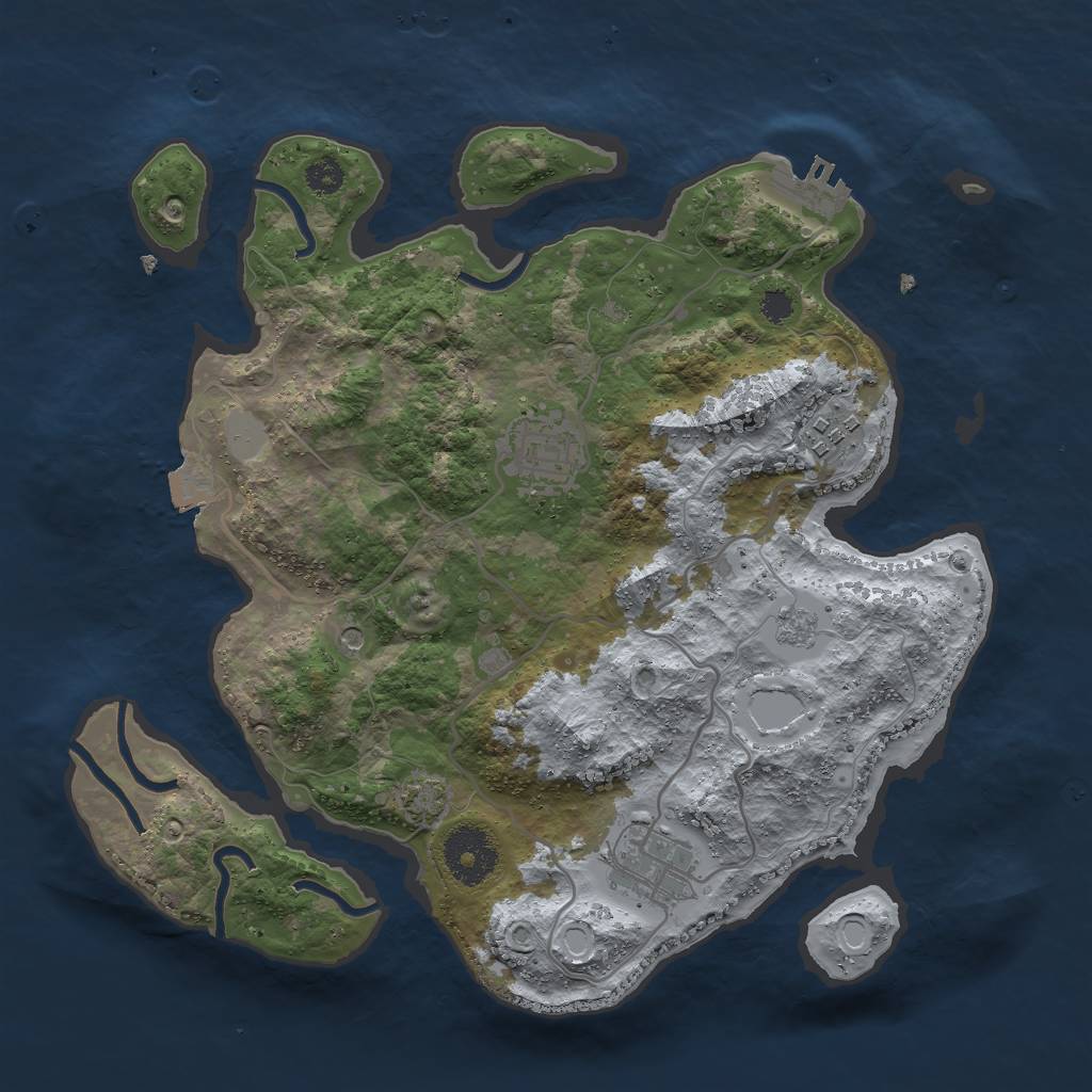 Rust Map: Procedural Map, Size: 3000, Seed: 1623455, 10 Monuments