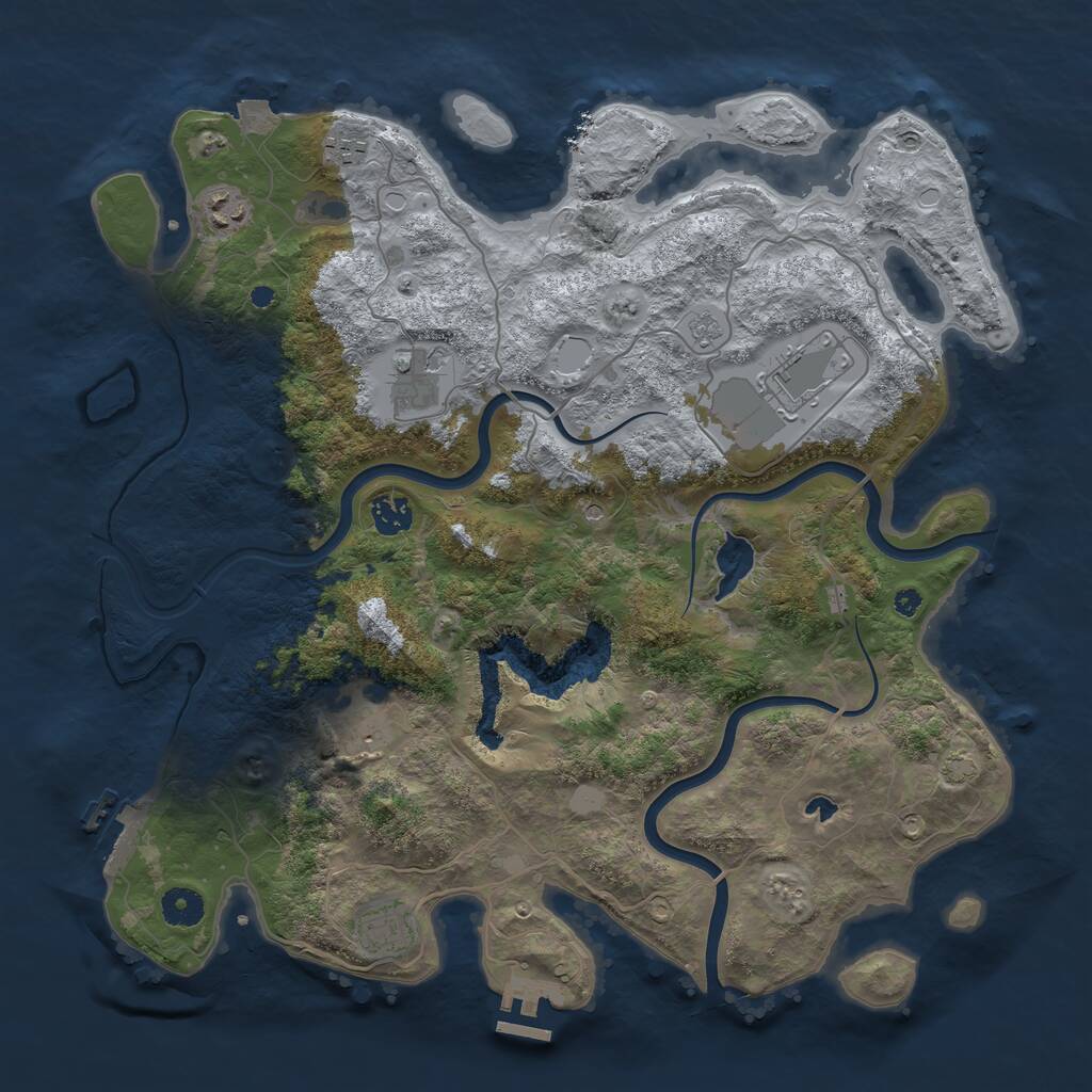 Rust Map: Procedural Map, Size: 4000, Seed: 83692167, 13 Monuments