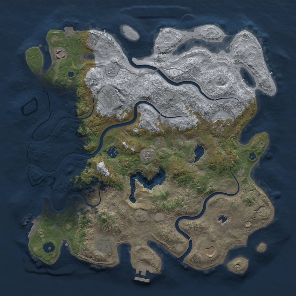 Rust Map: Procedural Map, Size: 4000, Seed: 83692167, 13 Monuments