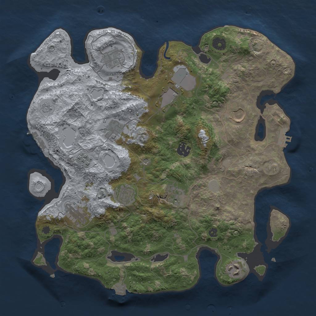 Rust Map: Procedural Map, Size: 3500, Seed: 683072696, 18 Monuments