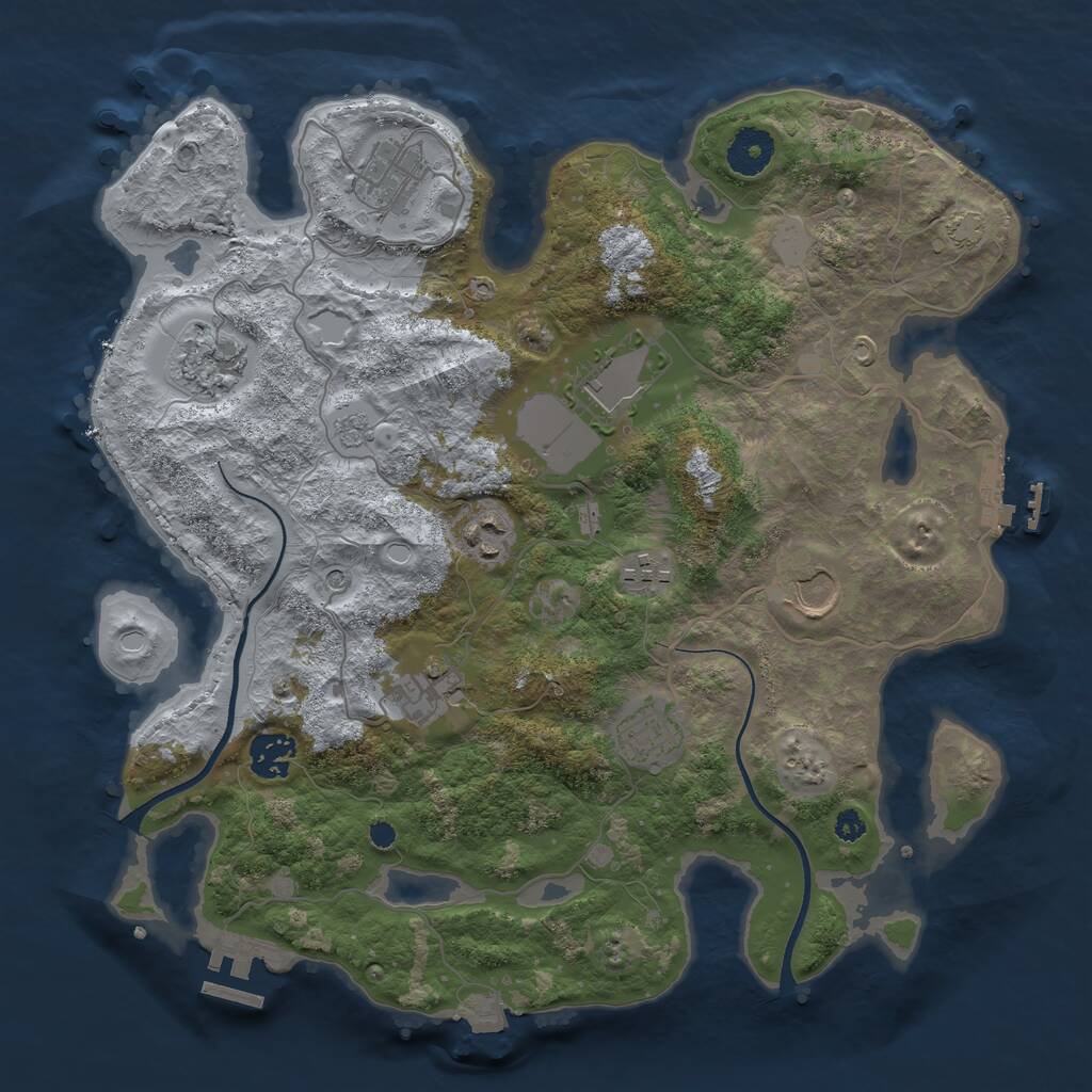 Rust Map: Procedural Map, Size: 3500, Seed: 683072696, 15 Monuments