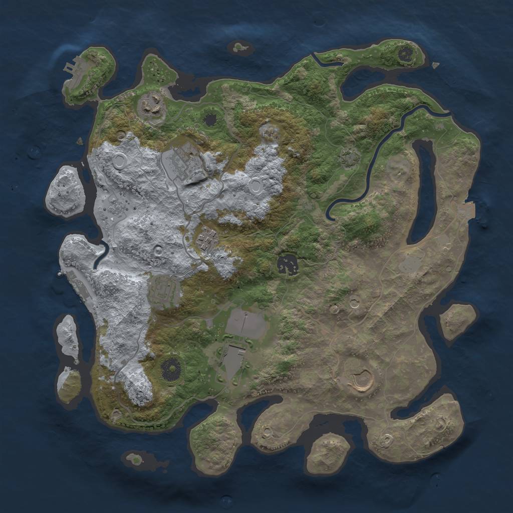 Rust Map: Procedural Map, Size: 3500, Seed: 1073760309, 15 Monuments