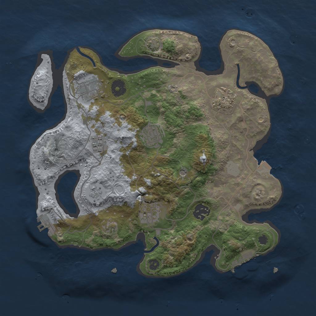 Rust Map: Procedural Map, Size: 3000, Seed: 890837567, 14 Monuments