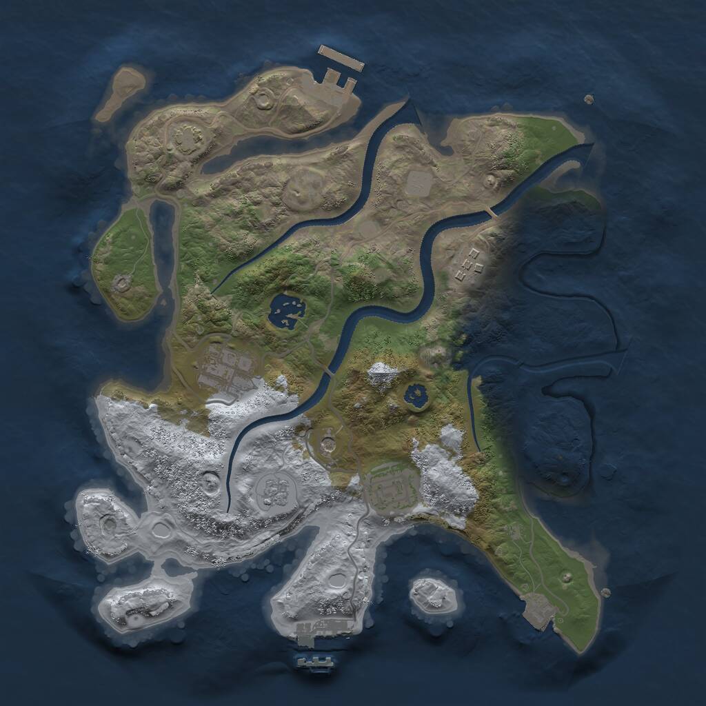 Rust Map: Procedural Map, Size: 3000, Seed: 1144495249, 10 Monuments