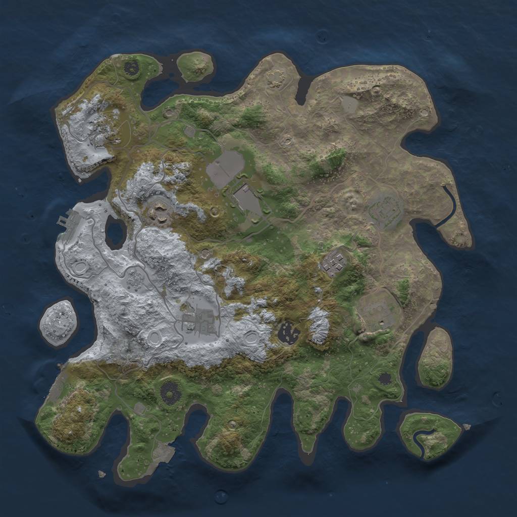 Rust Map: Procedural Map, Size: 3500, Seed: 76053627, 16 Monuments