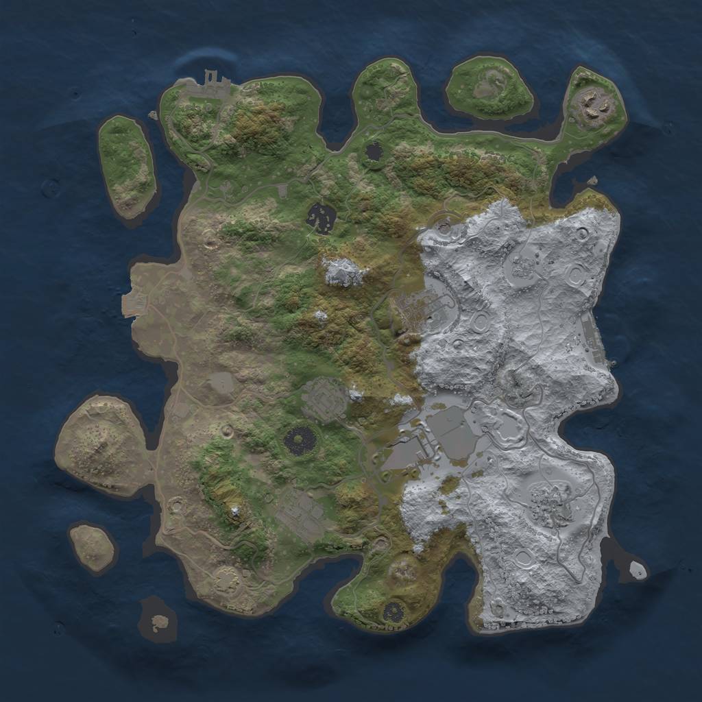 Rust Map: Procedural Map, Size: 3500, Seed: 1360922622, 15 Monuments