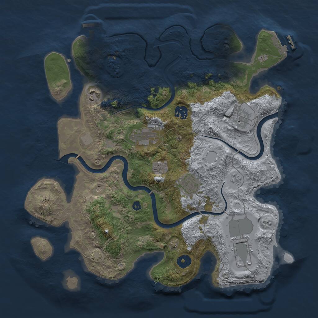 Rust Map: Procedural Map, Size: 3500, Seed: 1360922622, 13 Monuments