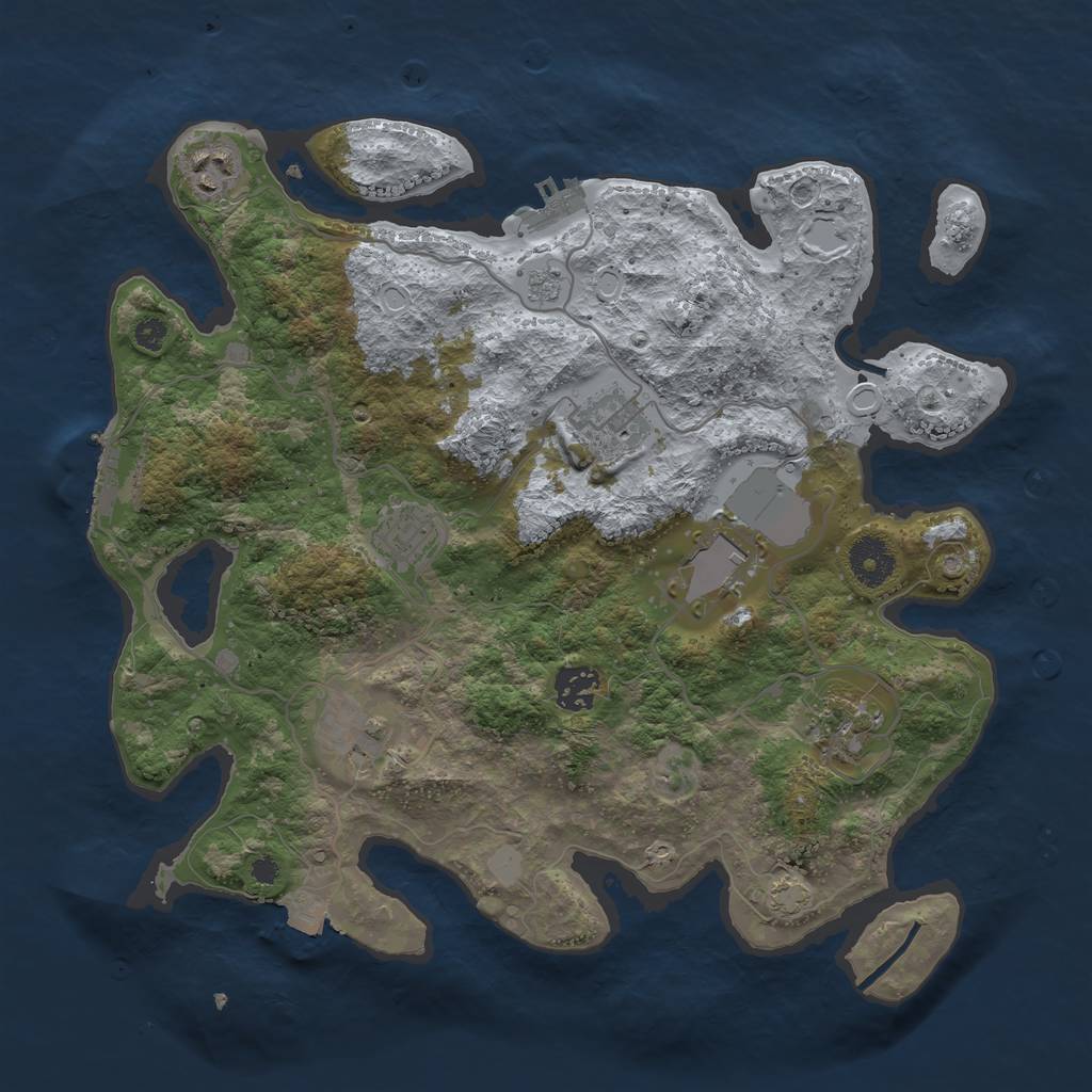 Rust Map: Procedural Map, Size: 3500, Seed: 64879, 14 Monuments