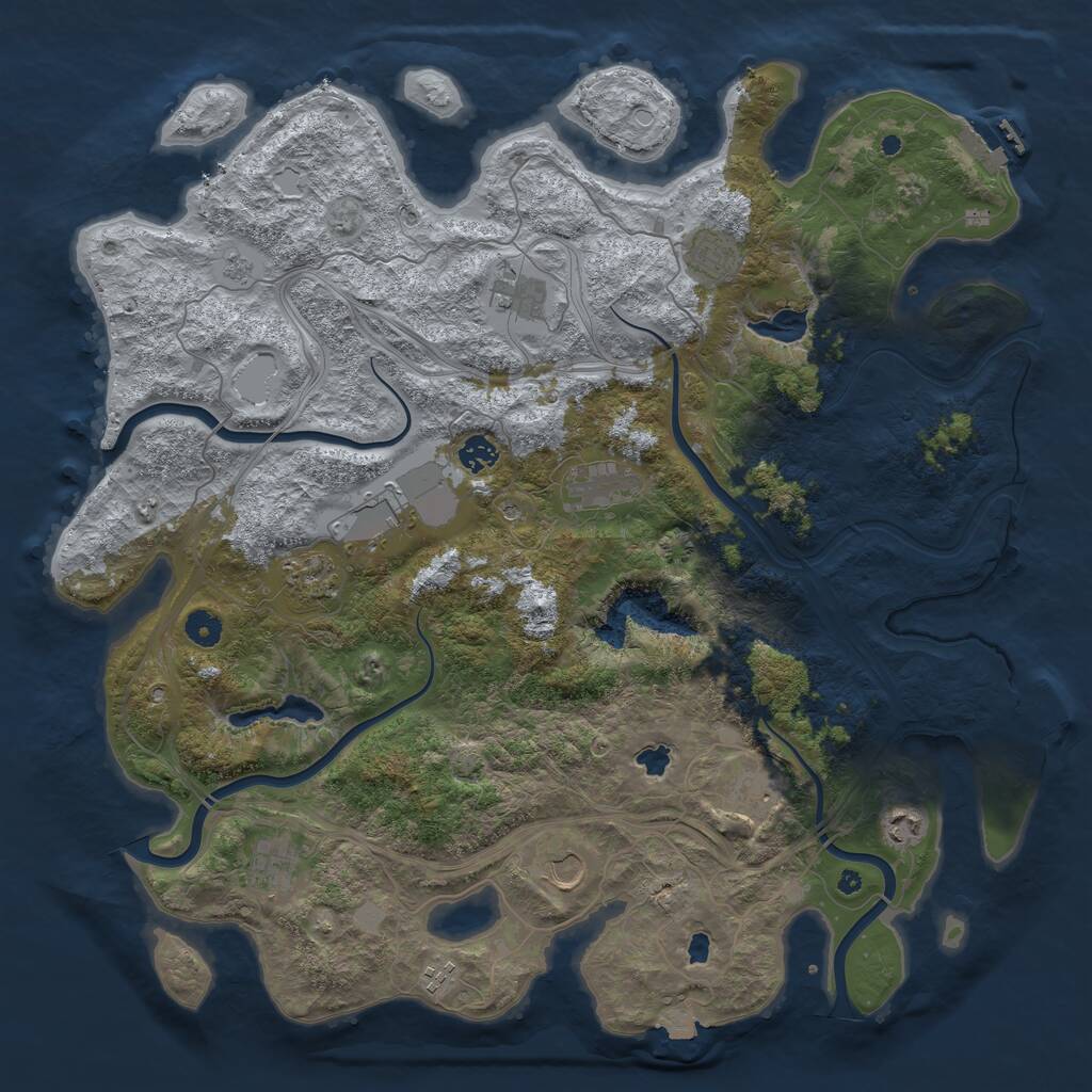 Rust Map: Procedural Map, Size: 4500, Seed: 1115554683, 17 Monuments