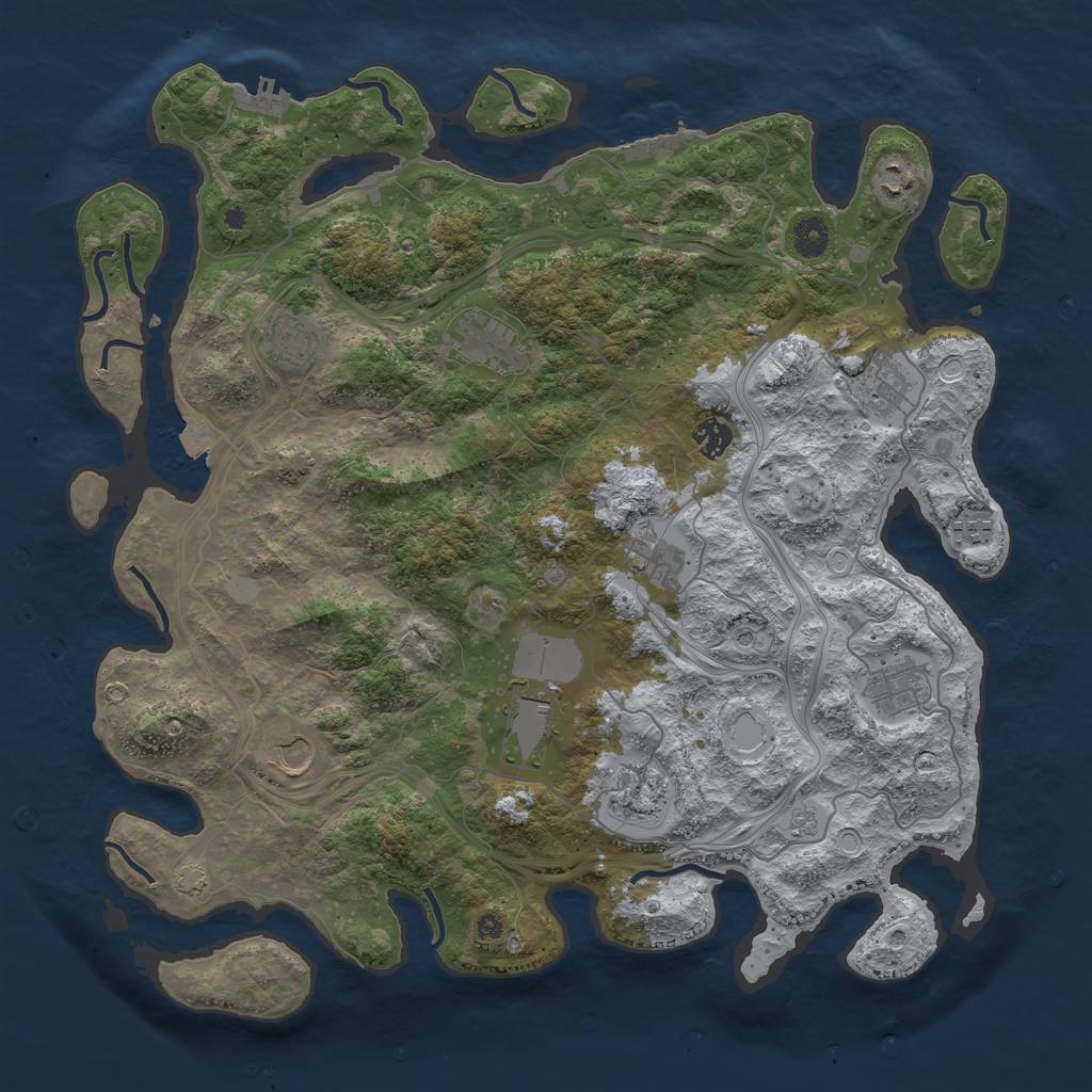 Rust Map: Procedural Map, Size: 4250, Seed: 595613066, 19 Monuments