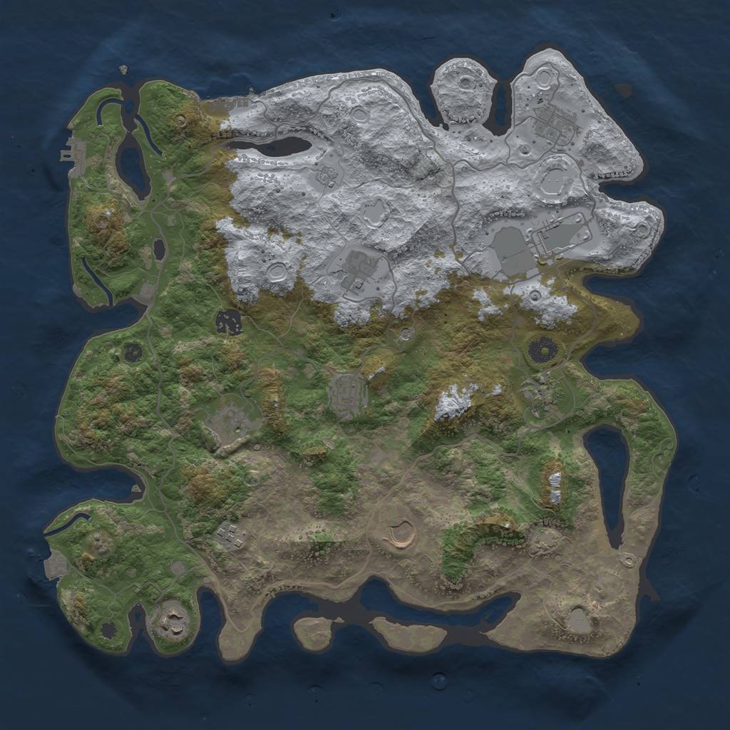 Rust Map: Procedural Map, Size: 4000, Seed: 28469440, 18 Monuments