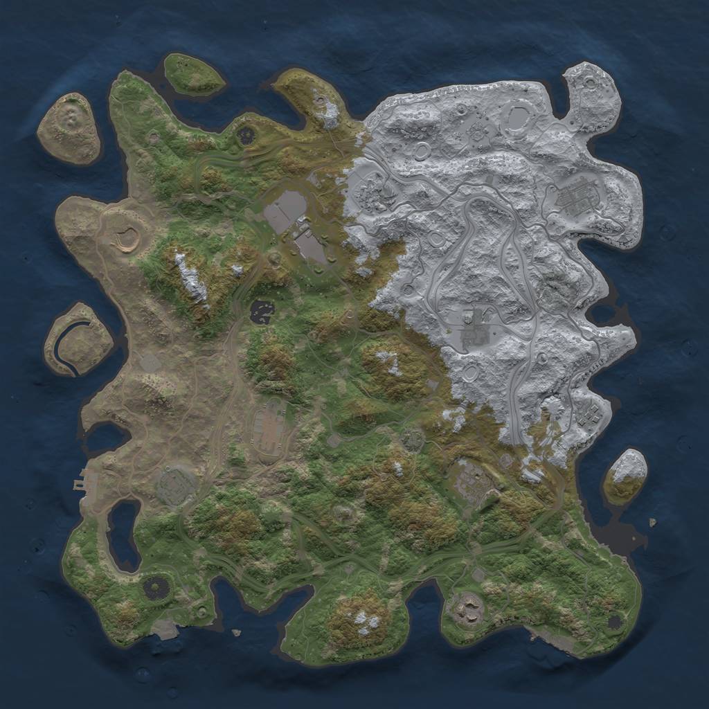 Rust Map: Procedural Map, Size: 4250, Seed: 1712374485, 19 Monuments