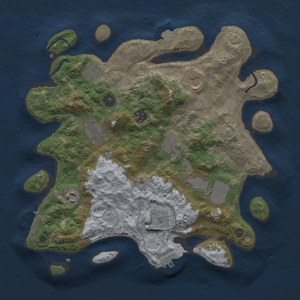 Rust Map: Procedural Map, Size: 3500, Seed: 1540242408, 16 Monuments