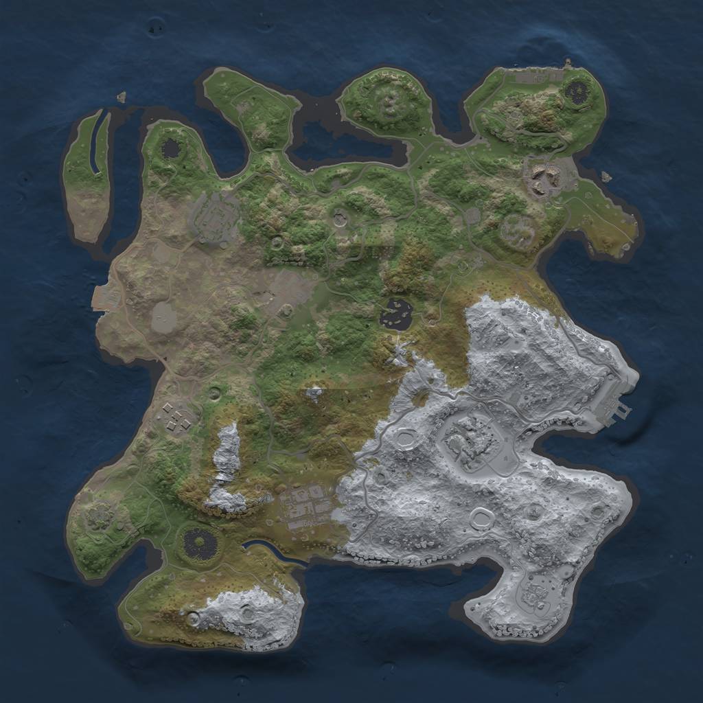 Rust Map: Procedural Map, Size: 3200, Seed: 115247429, 15 Monuments