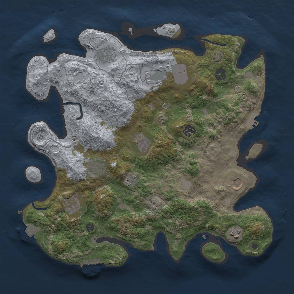 Rust Map: Procedural Map, Size: 3700, Seed: 13443598, 17 Monuments