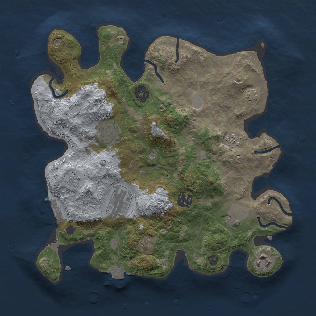 Rust Map: Procedural Map, Size: 3000, Seed: 8640, 13 Monuments