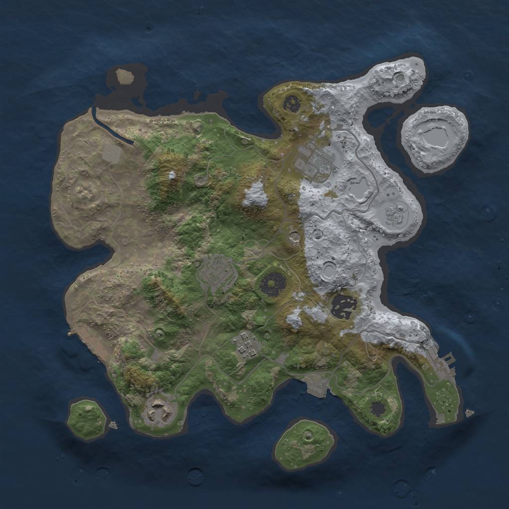 Rust Map: Procedural Map, Size: 3000, Seed: 5554080, 12 Monuments